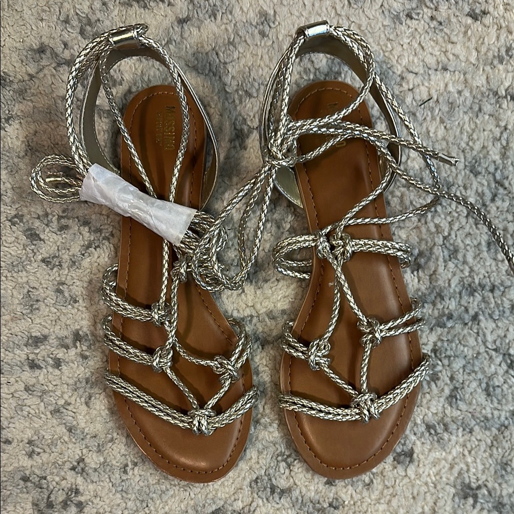 Silver Braided Women's Sandals